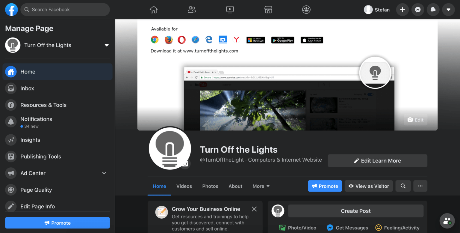 how to turn your facebook into night mode