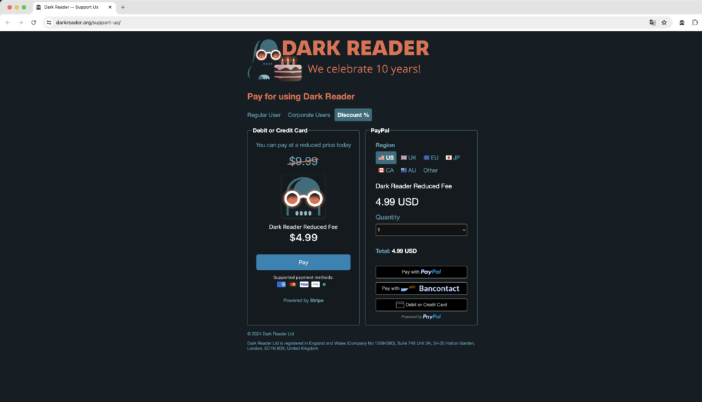 Discount Dark Reader v5