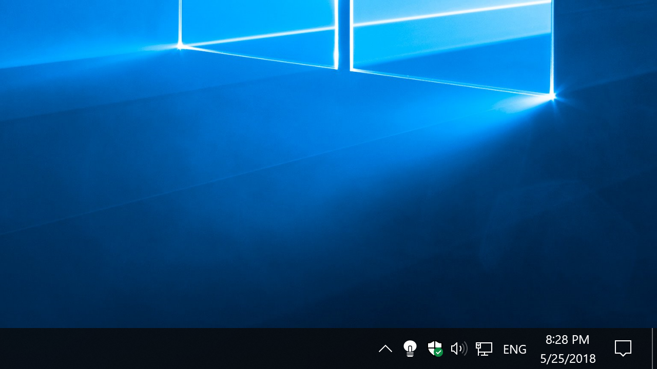 Windows taskbar with Turn Off the Lights white lamp button